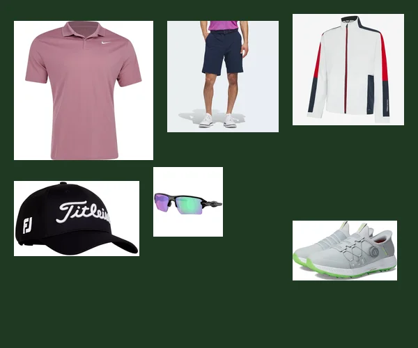 Golf apparel testing — polos, pants, shorts, hats, and rain jackets tested in Midwest summer heat