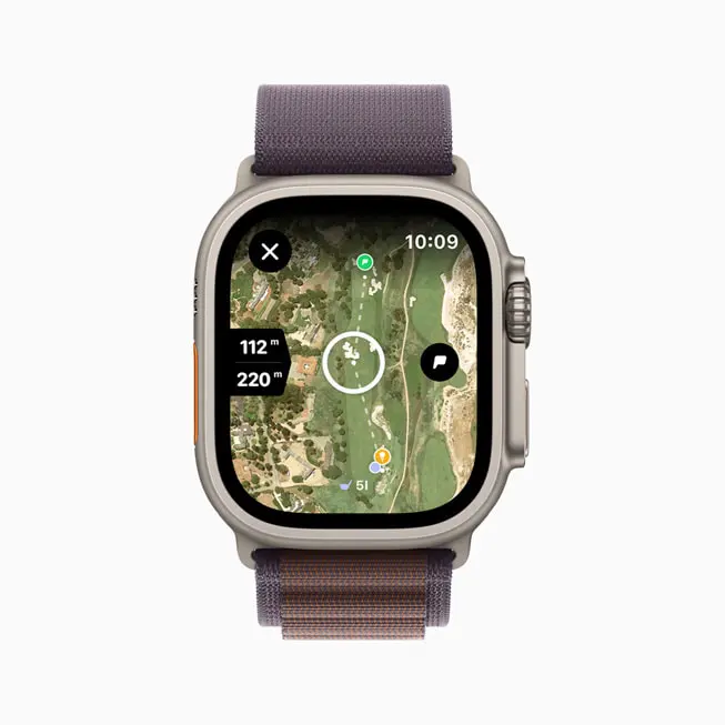 Apple Watch Ultra with golf GPS app