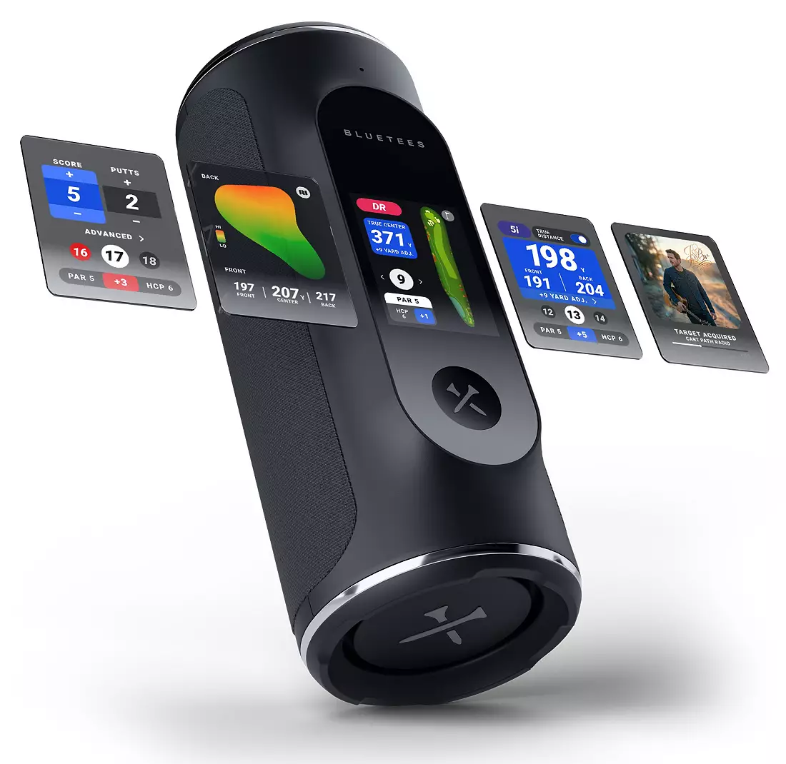 Blue Tees Golf Player Pro GPS speaker with colour touchscreen