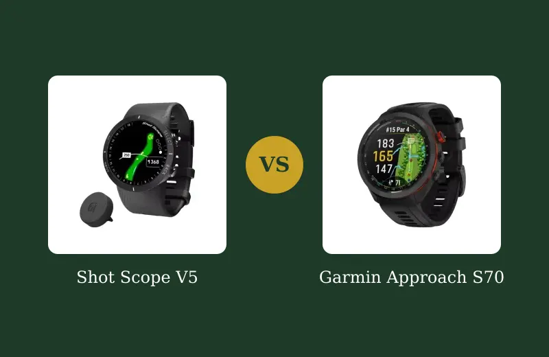 Shot Scope V5 vs Garmin Approach S70 — $445 Apart — side-by-side comparison
